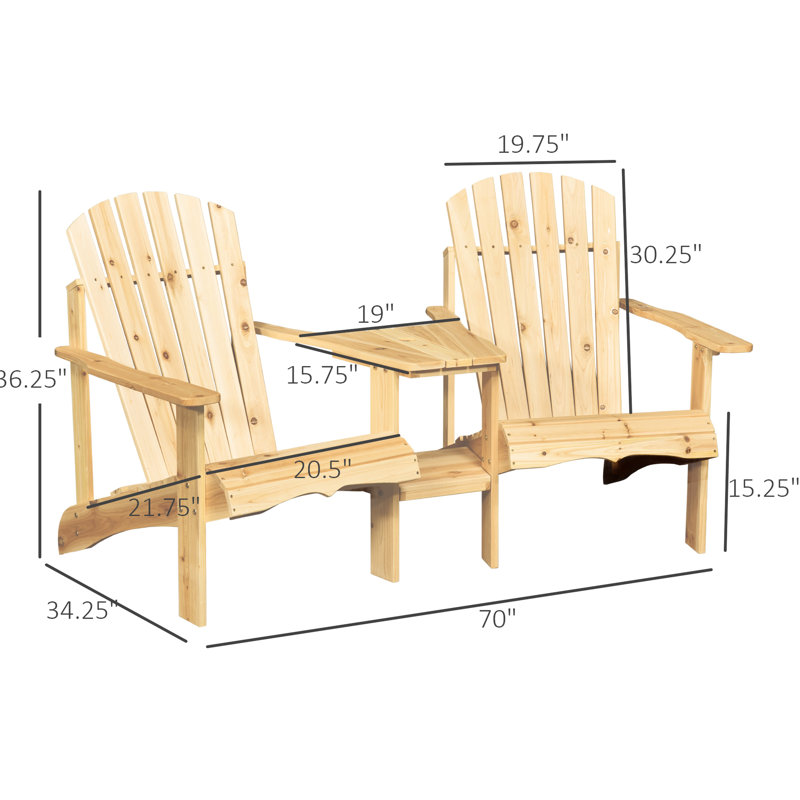 Paire de chaises en bois, chaises de patio extérieures avec trou de table et de parasol, pour cour arrière de piscine sur pelouse de terrasse, chaise optionnelle de style rustique deux, foyer extérieur de style naturel élégant