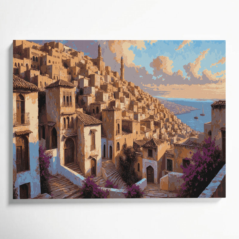 Art urbain sur toile, cités d'Alger, H 12 po x l 18 po