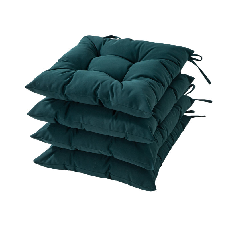  Garden Chair Cushions Outdoors Seat Pads, Set Of 4, 40x40 Cm, 16x16 Inches (green)