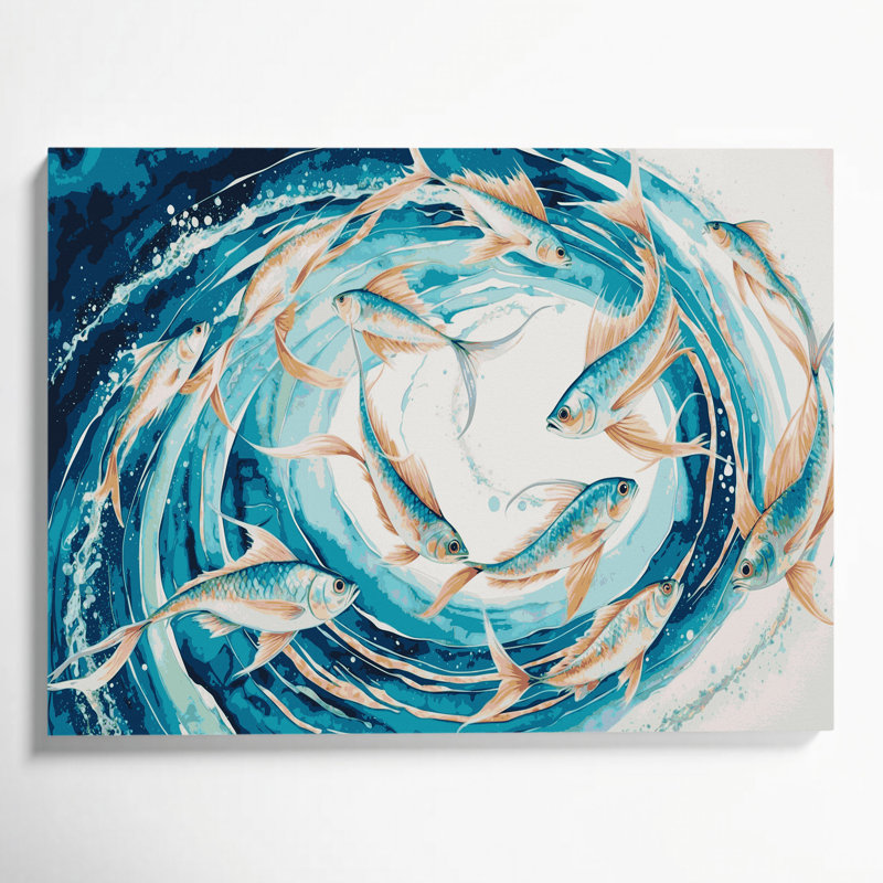 «Hawaiian Flying Fish», art mural sur toile verte, H 20 po x l 30 po