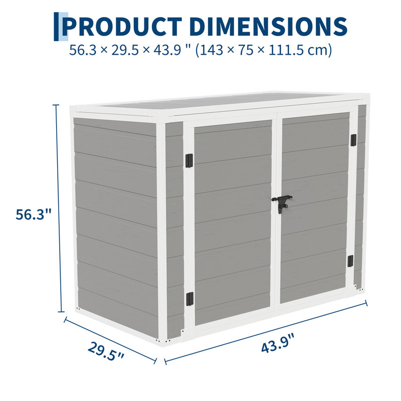 42 Cu Ft Resin Outdoor Storage Outdoor Storage Unit – Lockable, Weatherproof & UV-Protected Horizontal Cabinet for Trash Cans, Garden Tools, Patio & Pool Accessories – Resin Trash Can House