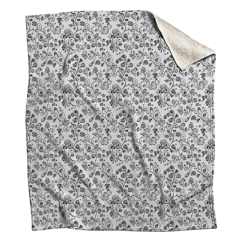 Couvertures à motif floral noir et blanc, L 60 po x H 80 po