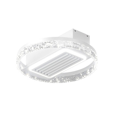 Ventilateur de plafond sans lame à DEL de 20 po avec télécommande - plafonnier encastré moderne avec circulation d'air et luminosité réglable pour le salon, la salle à manger ou la chambre à coucher, moteur silencieux / 6 vitesses / courant contin