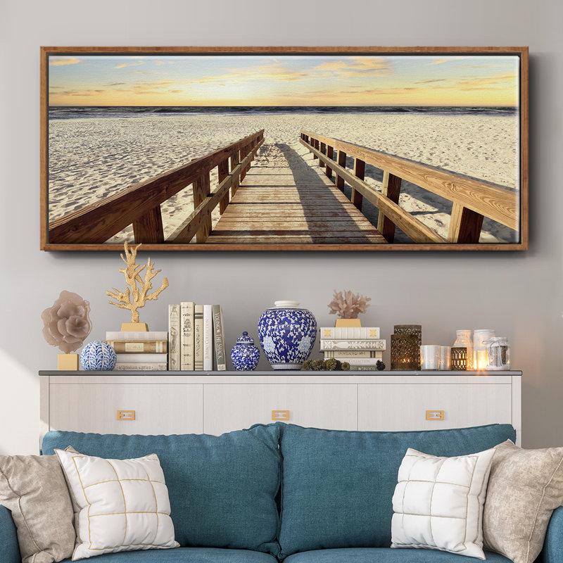 To the Beach- Framed Canvas, 8" H x 20" W