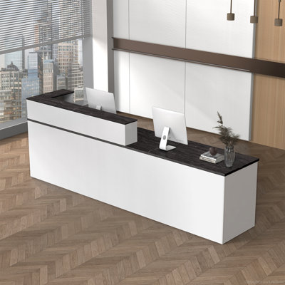 Bureau de réception moderne et ergonomique avec rangement et tiroir coulissant silencieux