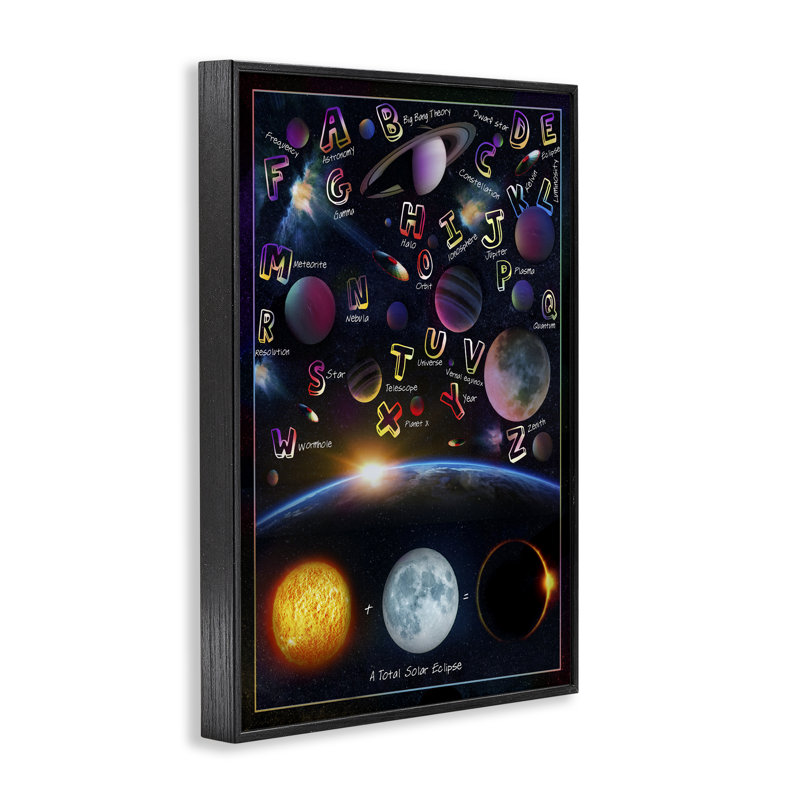 Alphabet éducatif, giclée encadrée, design par Ali Chris, H 24 po x l 16 po, Giclée encadrée noir minuit