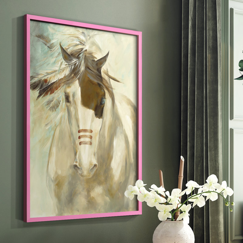 Warrior Framed Print - Solid Wood, 10" H x 8" W, Pink