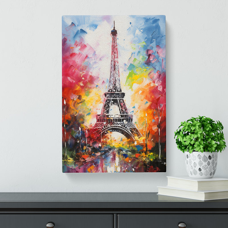 Eiffel Tower Gestural No.3 - Wrapped Canvas Print, 60cm H x 40cm W x 3cm D
