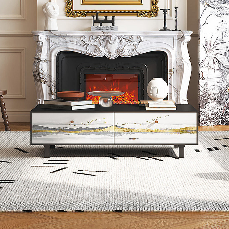 Table basse française avec rangement peint rétro, Noir