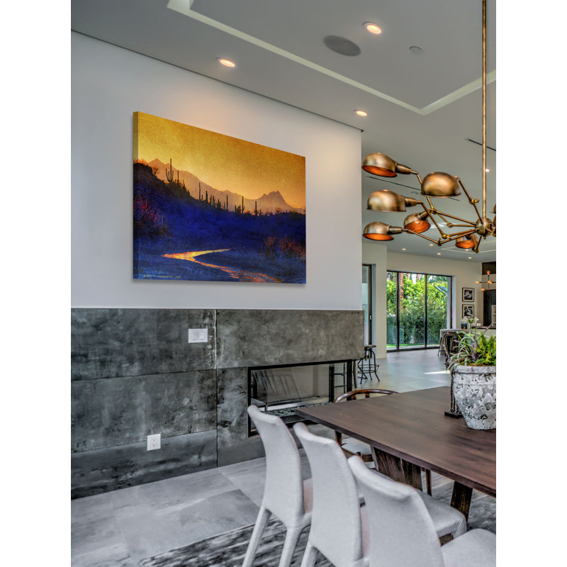 «Sunset Saguaros Stream», impression sur toile tendue, H 18 po x l 18 po x P 1,5 po