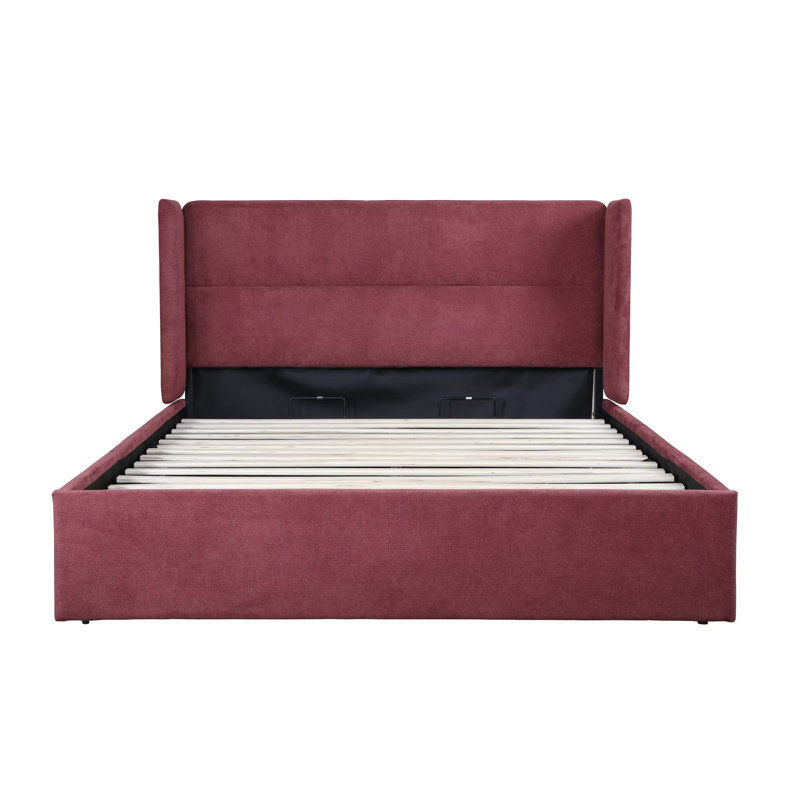 Moss Green Queen Upholstered Platform Bed with Storage
