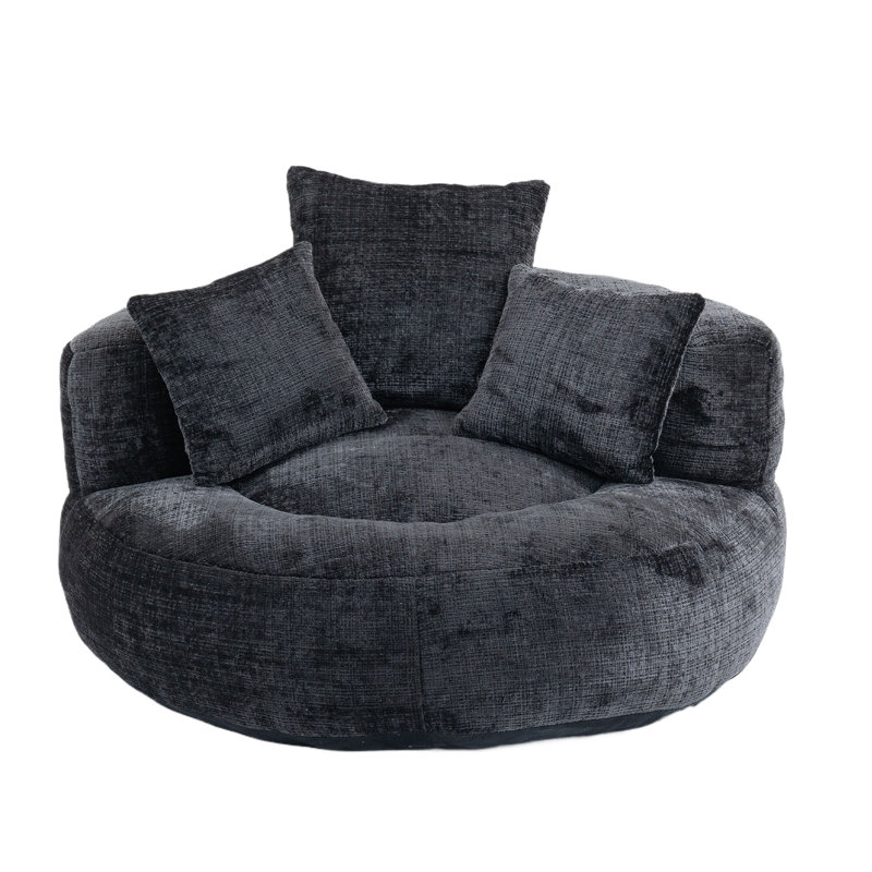 Mason Chenille Bean Bag Lounger, Black