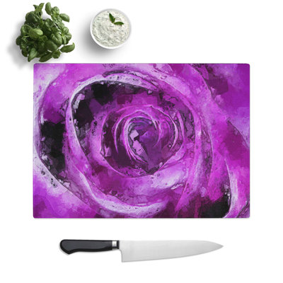 Tempered Glass Striking Rose Chopping Board