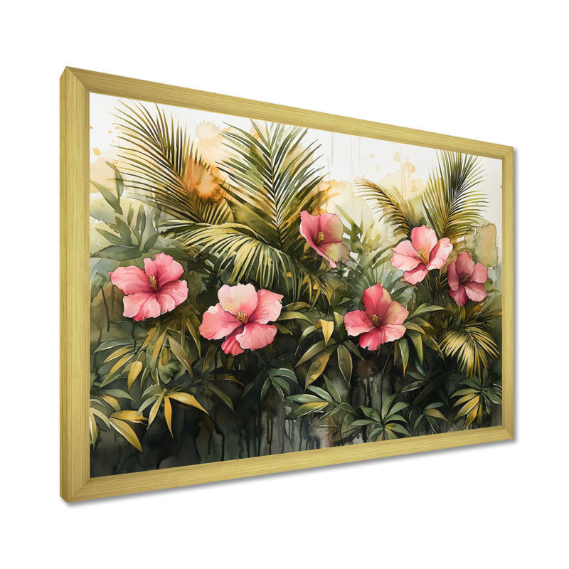 Colaizzo Tropical Hibisuc In A Spring Symphony I - Hibiscus, art mural, H 24 po x l 32 po, Doré