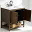 Meuble-lavabo autoportant en sapin naturel 36 po avec plateau en marbre d'ingénierie blanc 1 po 36 po