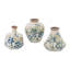 S / 3 vases en céramique blancs à motif de bleuets