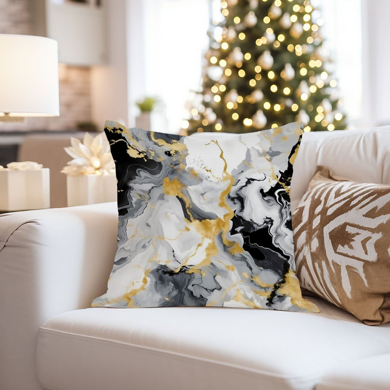 Abstract Black & Gold Strokes I Modern