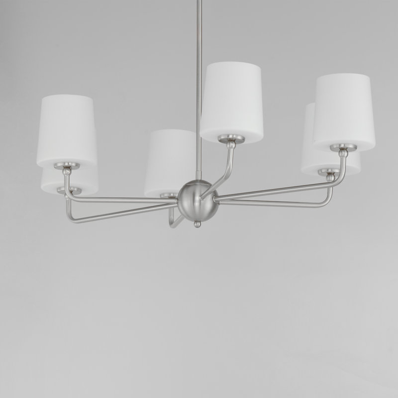 6 - Light Dimmable Classic / Traditional Chandelier, Satin Nickel