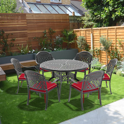 Cast Aluminum Patio Furniture With Black Frame And Seat Cushions