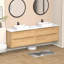 Plateau de meuble-lavabo 84 po en pierre de quartz blanc avec double vasque carrée en céramique