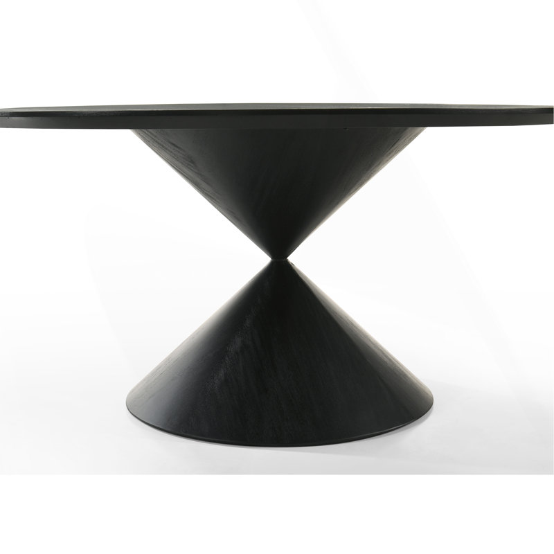 Ensemble de salle à manger à piédestal rond noir ébène de 59 po avec base de sablier et chaises en tonneau gris de 59 po Haven