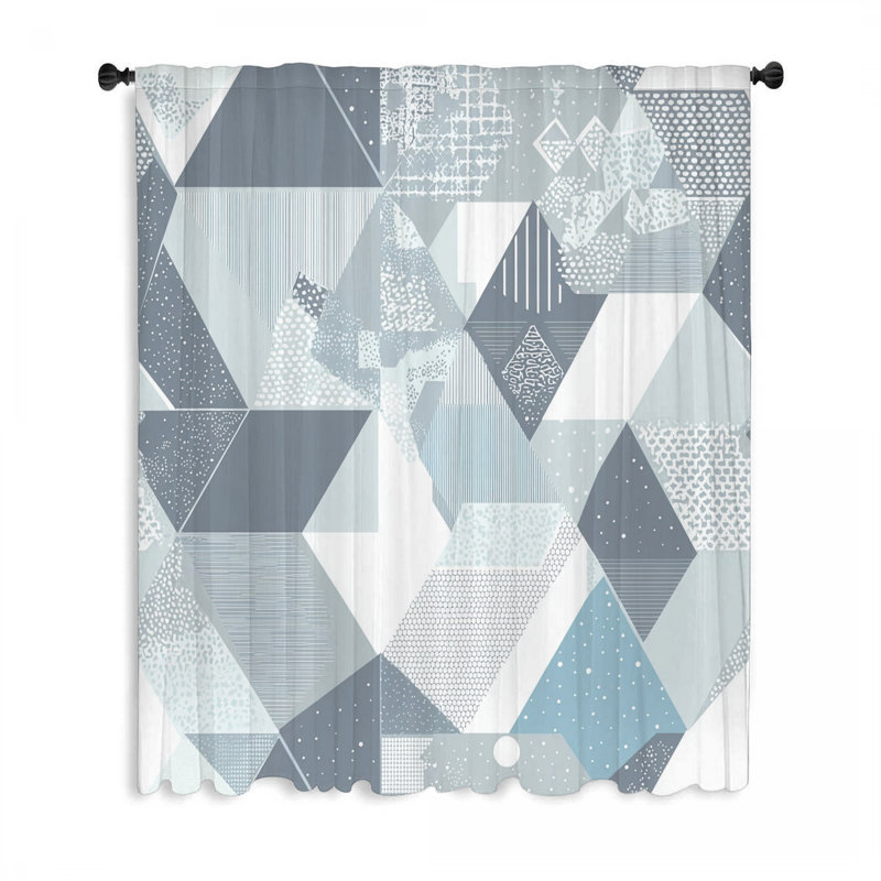Geometric Shape Window Curtains, Abstract Blockout & Sheer Curtains - 1 Panel, 50" W x 96" L
