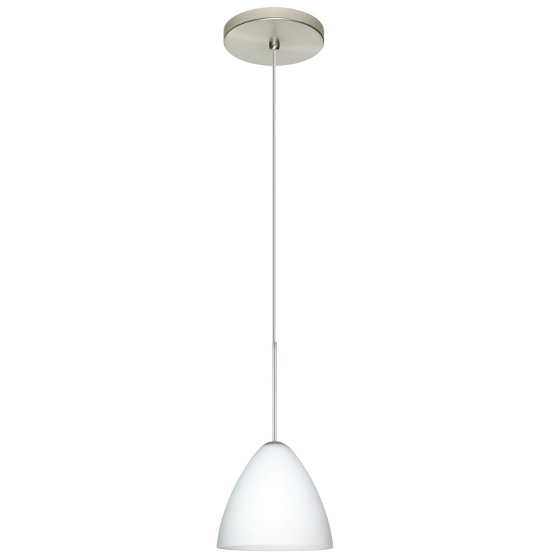 Luminaire suspendu 1 cloche pour une cloche Mia, DEL, Nickel satiné, Opale mat