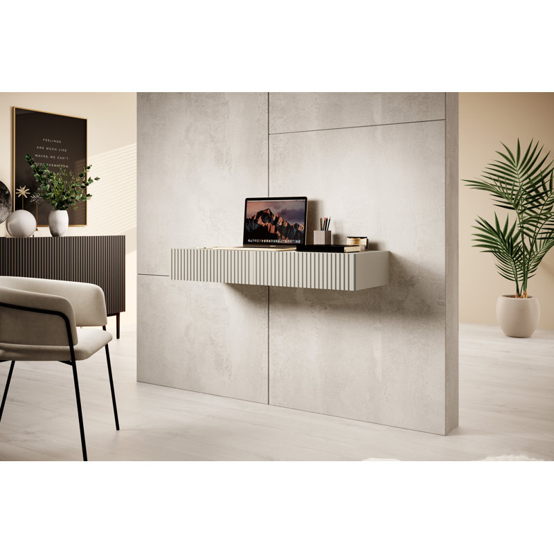 Alusine Commercial Use 100Cm W Rectangular Floting Desk, Cream