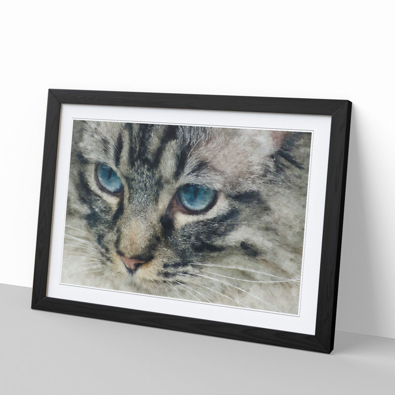 Portrait of a Cat Vol.14 - Picture Frame Painting, 36cm H x 48cm W x 2cm D, Black Framed