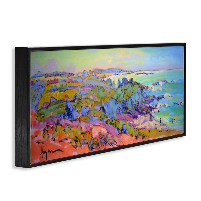  «Sunset Beachgoers View», art de la giclée encadrée par June Erica Vess, H 10 po x l 24 po, Giclée encadrée noir minuit