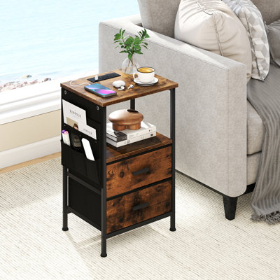 38cm W Metal Bedside Table