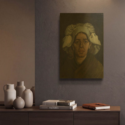 «Tête de femme 3» par Vincent Van Gogh, art mural en métal doré, 12 po x 16 po
