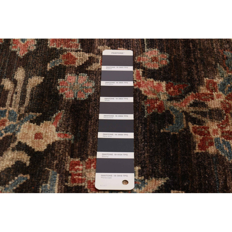 Tapis noir et brun foncé noué à la main One Of Kind 3 pi 7 po x 9 pi 7 po Andelz
