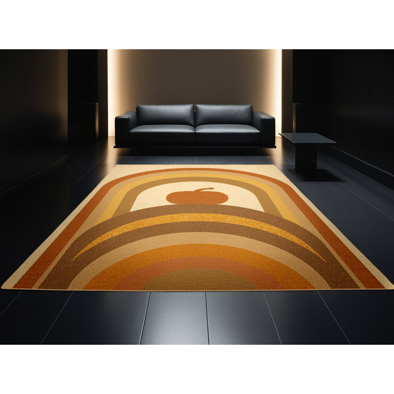 Machine Washable Holiday Thanksgiving Modern & Contemporary Abstract Rug in Brown – LightBrown Binding, 5x7