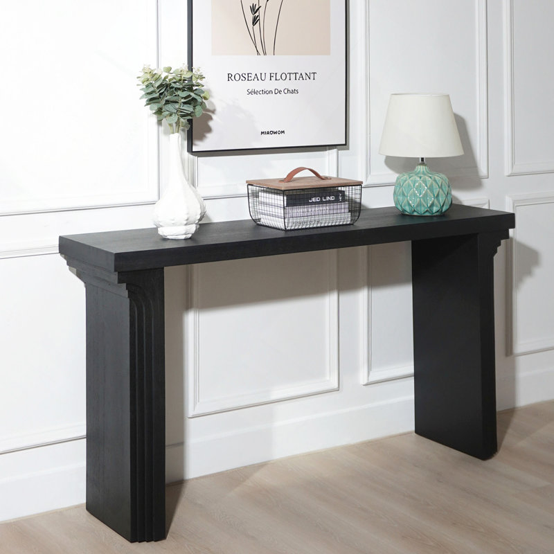 58" Modern Minimalist Wooden Console Table For Entryway, Living Room, And Hallway – Versatile Decorative Accent, Black