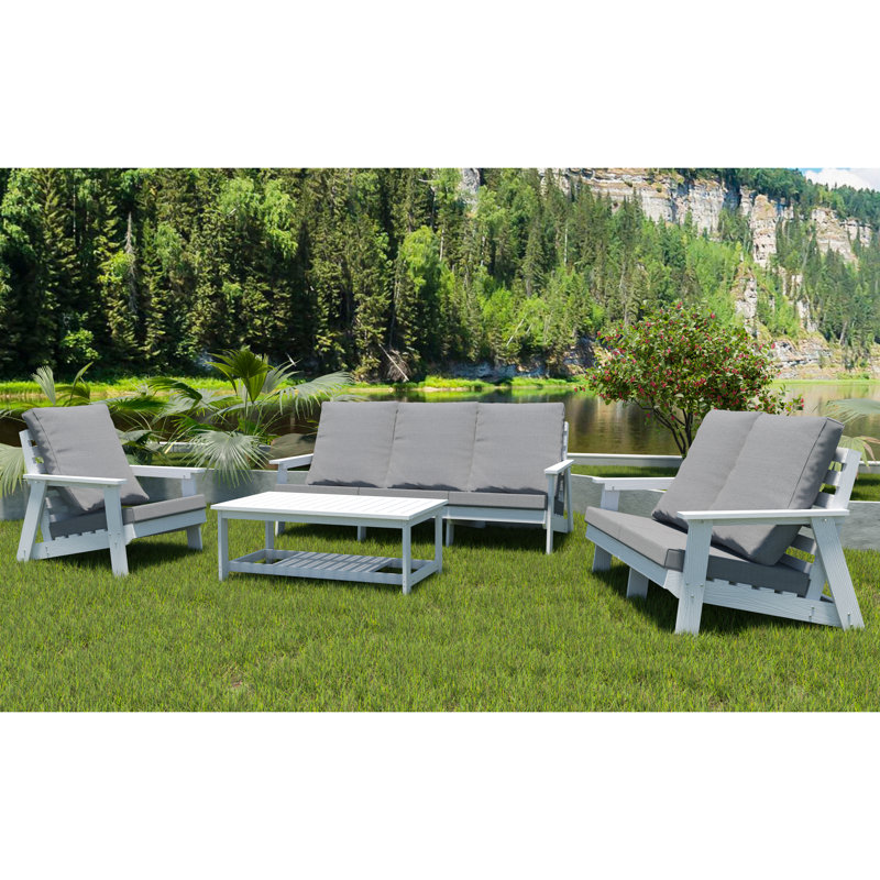Coussin de fauteuil de piscine confortable Hips All Garden, blanc, avec surface d'entretien facile, blanc / gris, aspect grain de bois traité à la chaleur