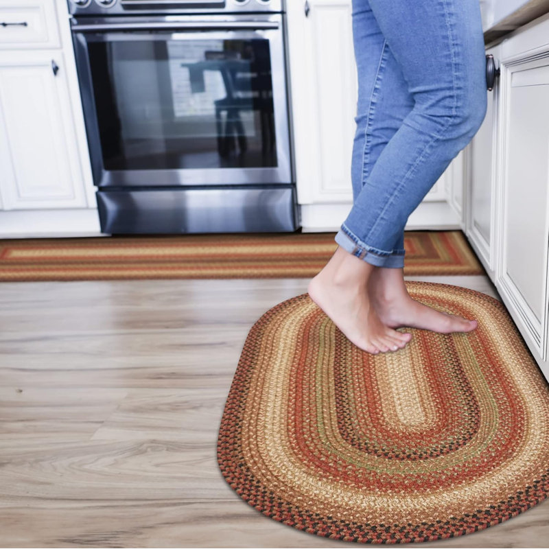 Dameka Braided Jute Reversible Premium Brown/Beige/Red/Green Rug, Oval 2'3" x 3'9"