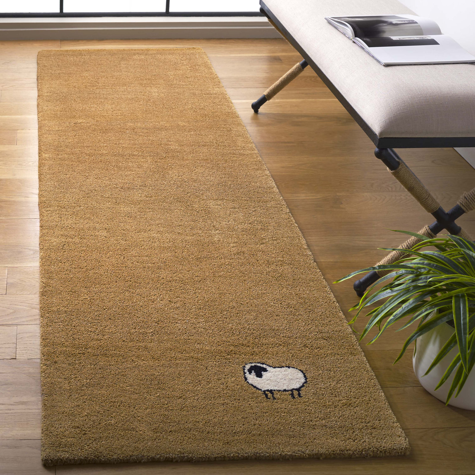 Racheal Gold Hand-Woven Rug, Runner 2'3" x 8'
