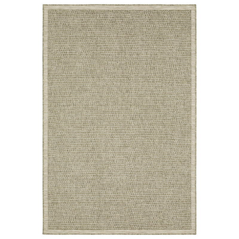Tapis intérieur / extérieur brun clair en polypropylène tissé à la machine Sandridge, Rectangle 5 pi 3 po x 7 pi 3 po