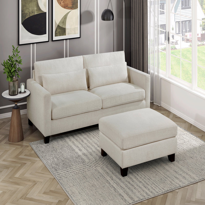 Repose-pieds rembourré en tissu et tissu 1 pièce