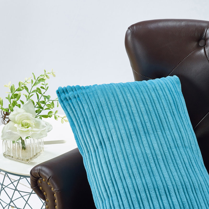 Housse de coussin rectangulaire en flanelle nervurée, Bleu ciel