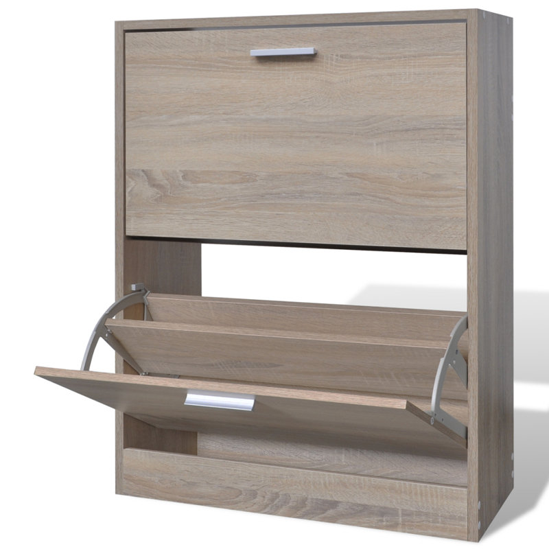 12 Pair Flip Down Shoe Storage, Oak