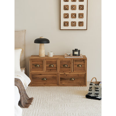Armoire de rangement en bois massif de 35,4 po de largeur avec 6 tiroirs amovibles