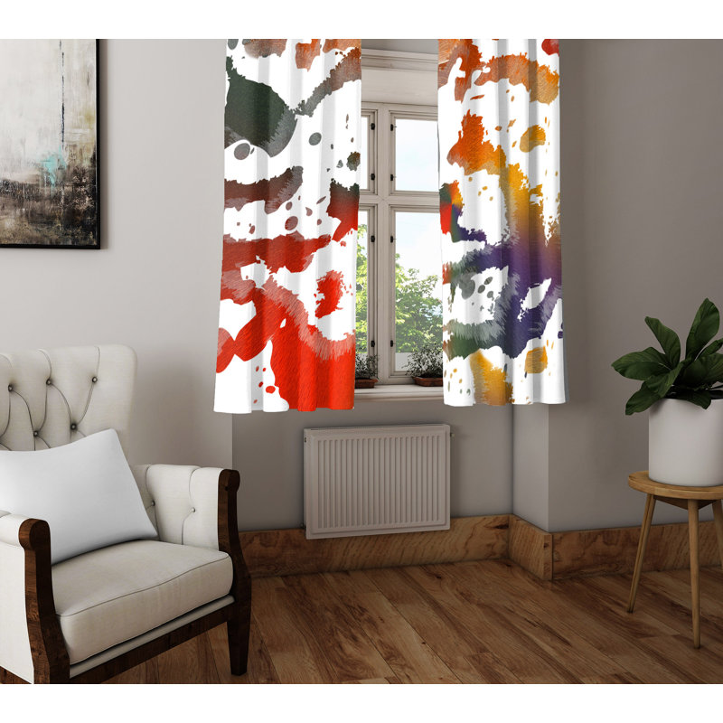 Panneaux de rideaux semi-diaphanes avec passe-tringle Splatter Print (DSQ est réglé à 2), L 20 po x L 52 po