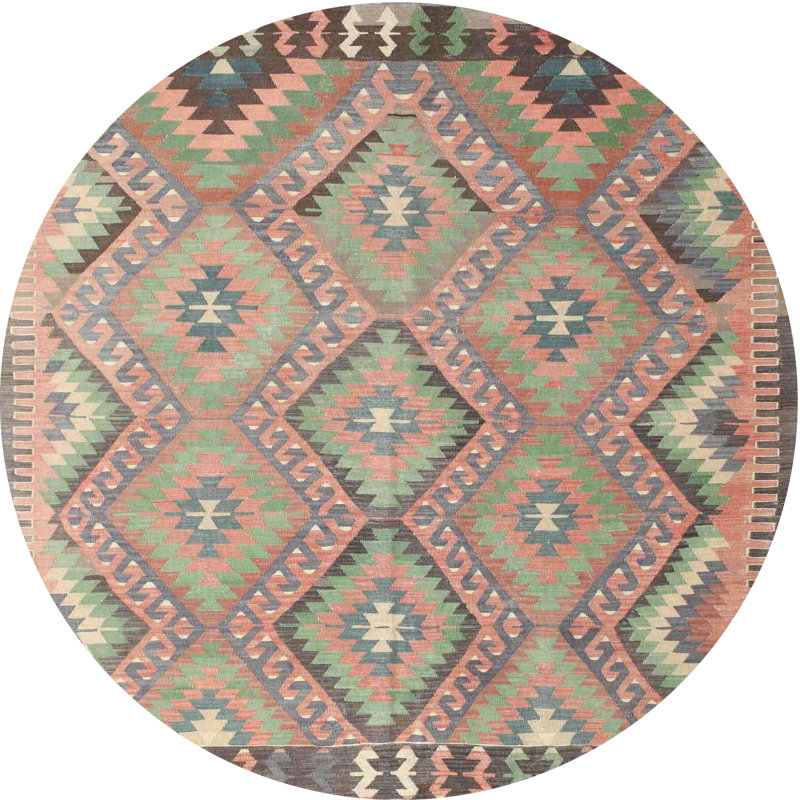 Tapis brun / vert Imala, Rond 8 pi