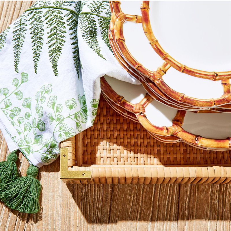 Ensemble de 4 assiettes à salade / dessert Bamboo Touch, Brun / blanc