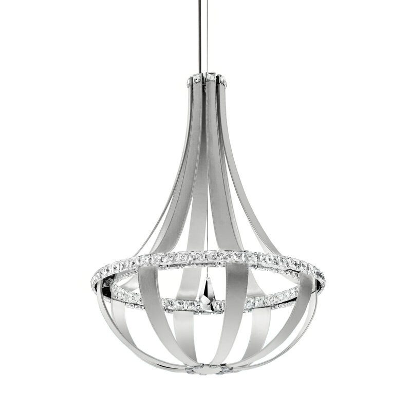 Crystal Empire 16 - Light LED Chandelier, 3000K, Snowshoe Leather