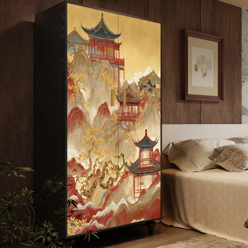 Light luxury French retro bedroom wardrobe