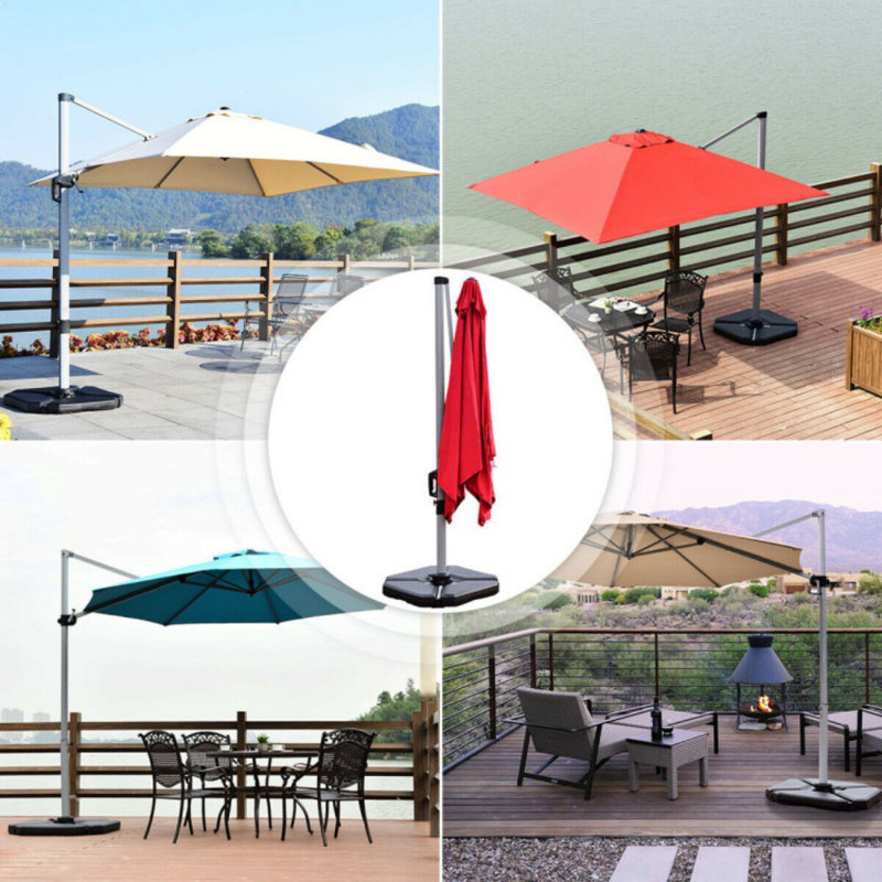 Black Triangular Plastic Outdoor Umbrella Base Set