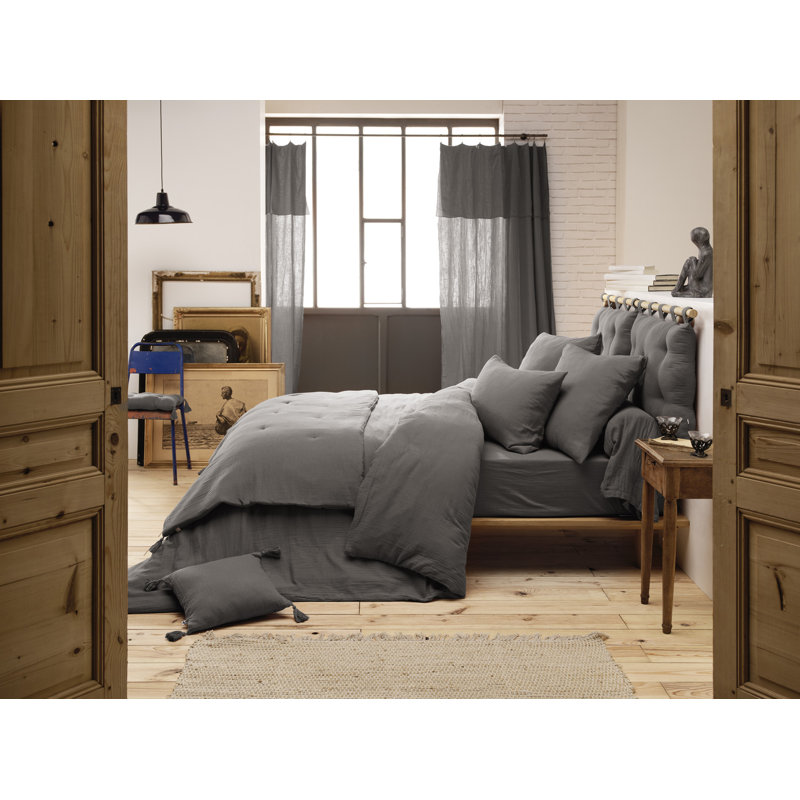 Knopp Cotton Solid Colour Duvet Cover, Super King Duvet Cover, Dark Grey
